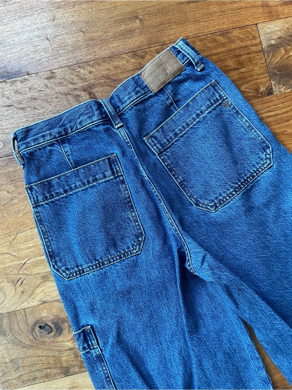 Madewell Baggy Straight Cargo High-Rise Wide Leg Patch Jeans size 27 NN489 - Picture 6 of 14